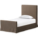 Daphne Slipcover Bed by Four Hands. Made from 61% polyester, 31% viscose (rayon), 8% flax/linen, solid parawood in a modern style.
