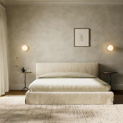 Aidan Slipcover Bed by Four Hands. Made from 100% flax, linen, iron, 100% polyester in a modern style.