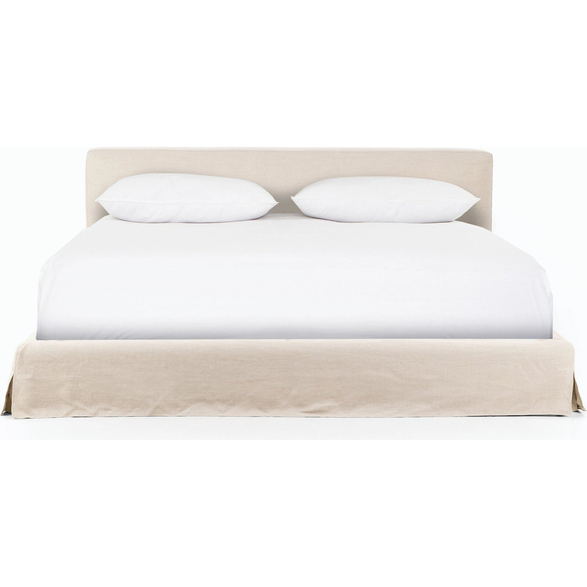 Aidan Slipcover Bed by Four Hands in brussels pine. Made from 100% flax, linen, iron, 100% polyester in a modern style.