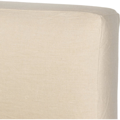 Aidan Slipcover Bed by Four Hands in brussels pine. Made from 100% flax, linen, iron, 100% polyester in a modern style.