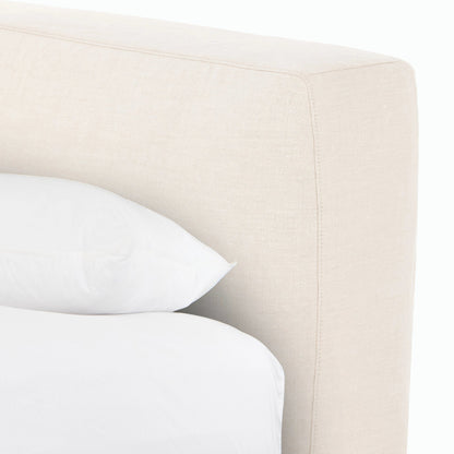 Aidan Slipcover Bed by Four Hands in brussels pine. Made from 100% flax, linen, iron, 100% polyester in a modern style.