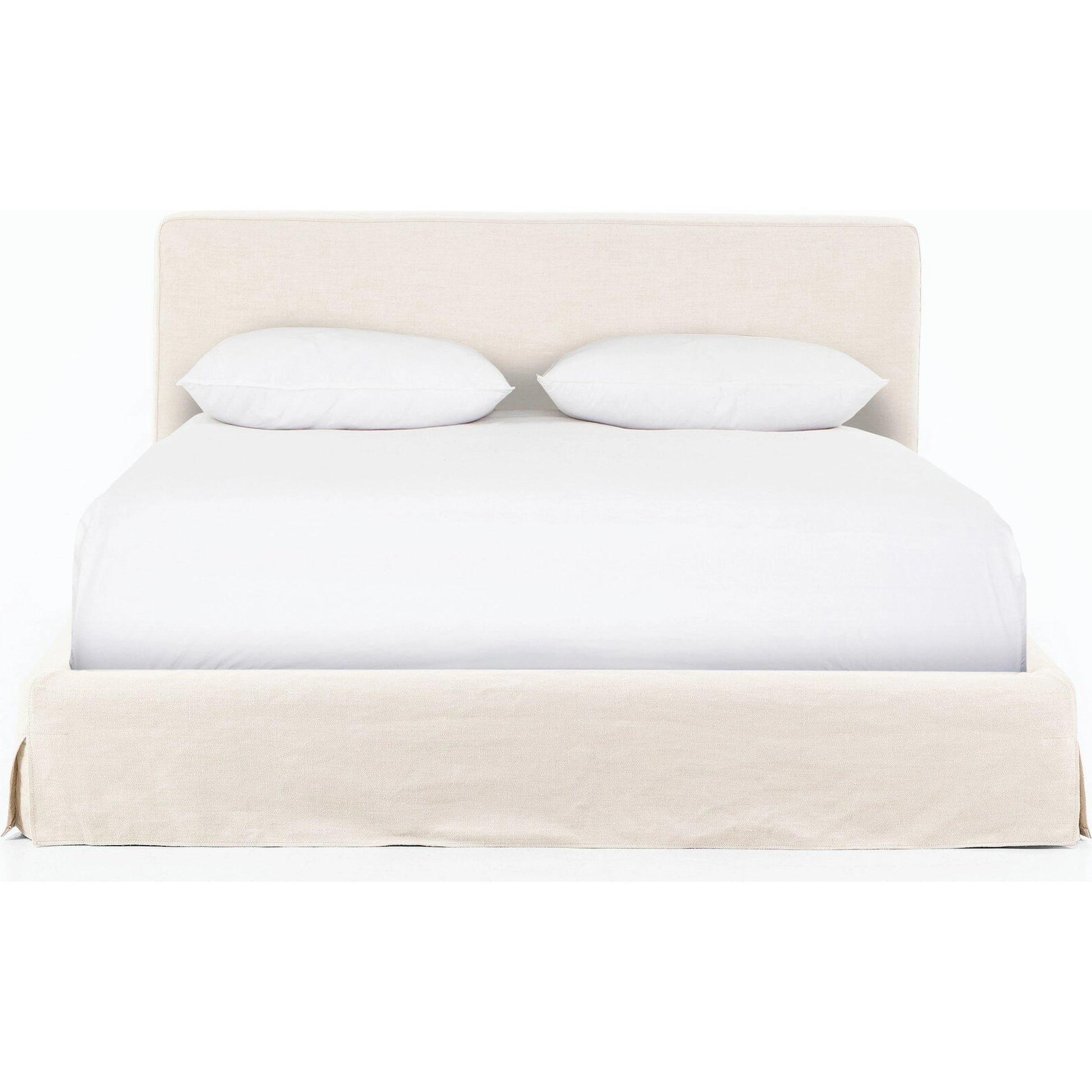 Aidan Slipcover Bed by Four Hands in brussels pine. Made from 100% flax, linen, iron, 100% polyester in a modern style.