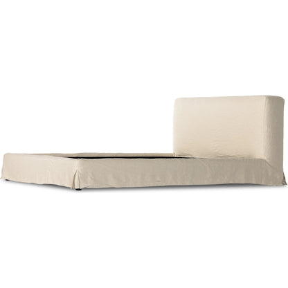 Aidan Slipcover Bed by Four Hands in brussels pine. Made from 100% flax, linen, iron, 100% polyester in a modern style.
