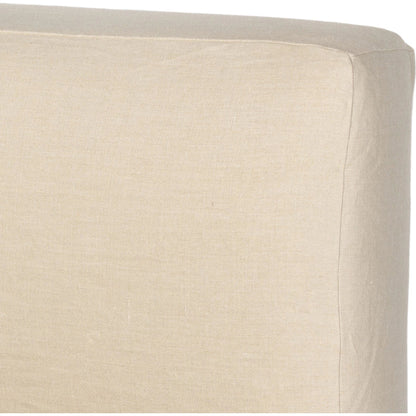 Aidan Slipcover Bed by Four Hands in brussels pine. Made from 100% flax, linen, iron, 100% polyester in a modern style.