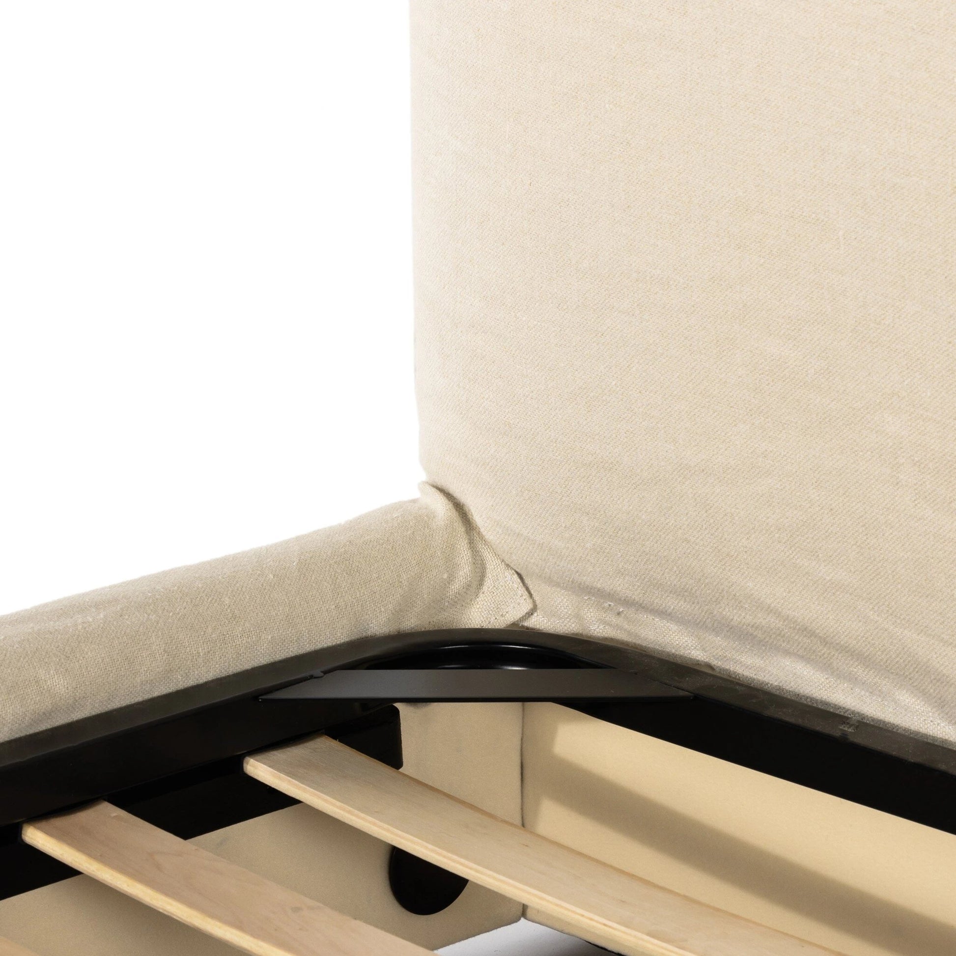 Aidan Slipcover Bed by Four Hands in brussels pine. Made from 100% flax, linen, iron, 100% polyester in a modern style.