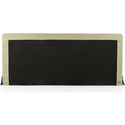 Aidan Slipcover Bed by Four Hands in brussels pine. Made from 100% flax, linen, iron, 100% polyester in a modern style.