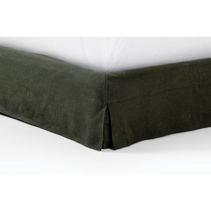 Aidan Slipcover Bed by Four Hands in brussels pine. Made from 100% flax, linen, iron, 100% polyester in a modern style.