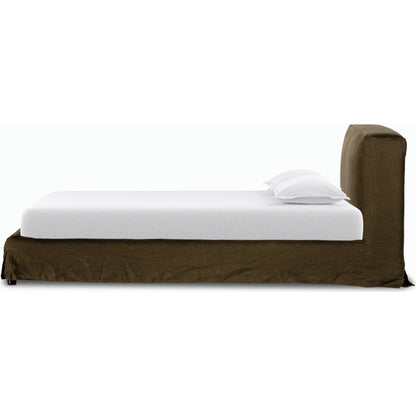 Aidan Slipcover Bed by Four Hands in brussels pine. Made from 100% flax, linen, iron, 100% polyester in a modern style.