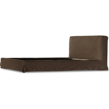 Aidan Slipcover Bed by Four Hands in brussels pine. Made from 100% flax, linen, iron, 100% polyester in a modern style.