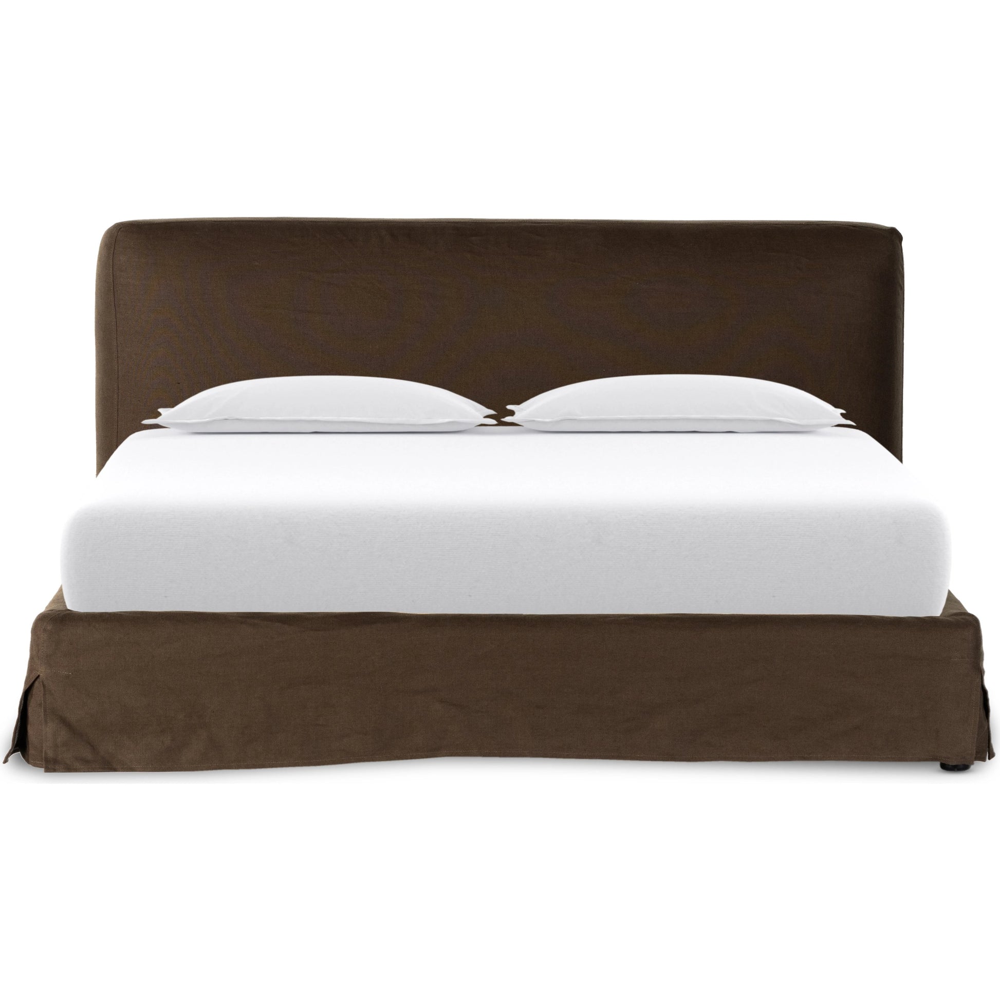 Aidan Slipcover Bed by Four Hands in brussels pine. Made from 100% flax, linen, iron, 100% polyester in a modern style.