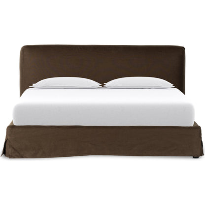 Aidan Slipcover Bed by Four Hands in brussels pine. Made from 100% flax, linen, iron, 100% polyester in a modern style.