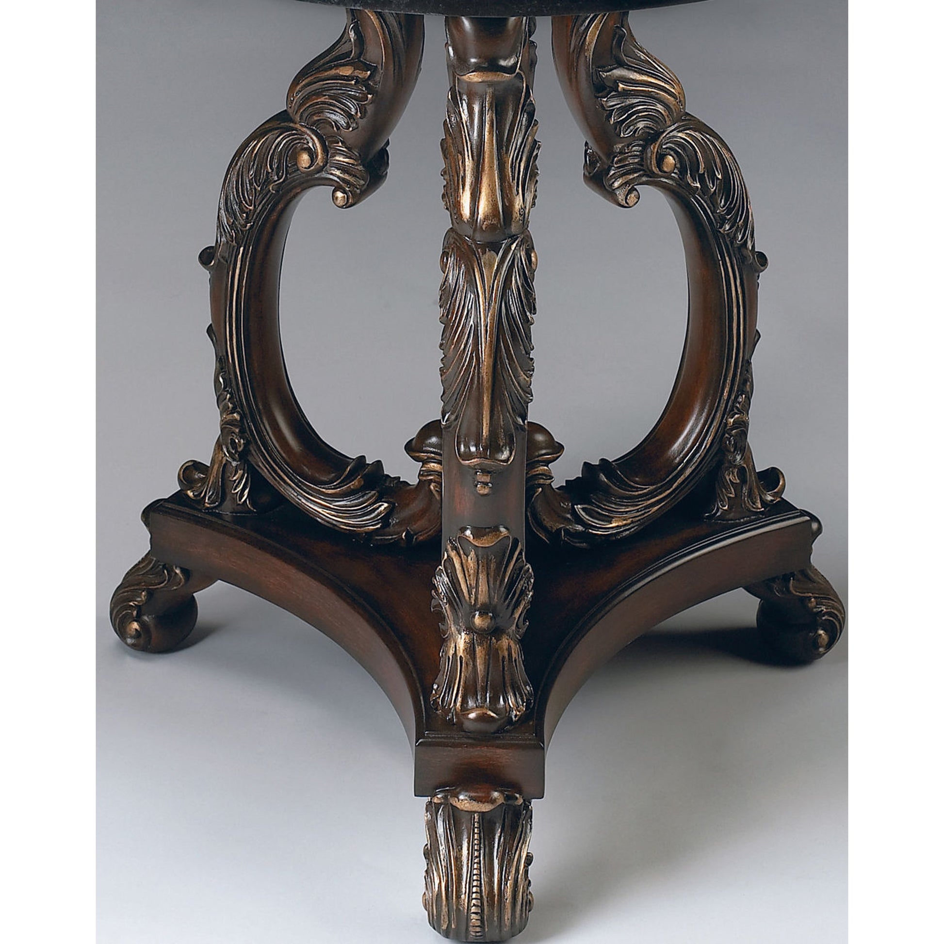 Bethany Accent Table by Butler Specialty Company in multi-color and heritage. Made from wood products, resin, black fossil stone, metal, brass in a traditional style.