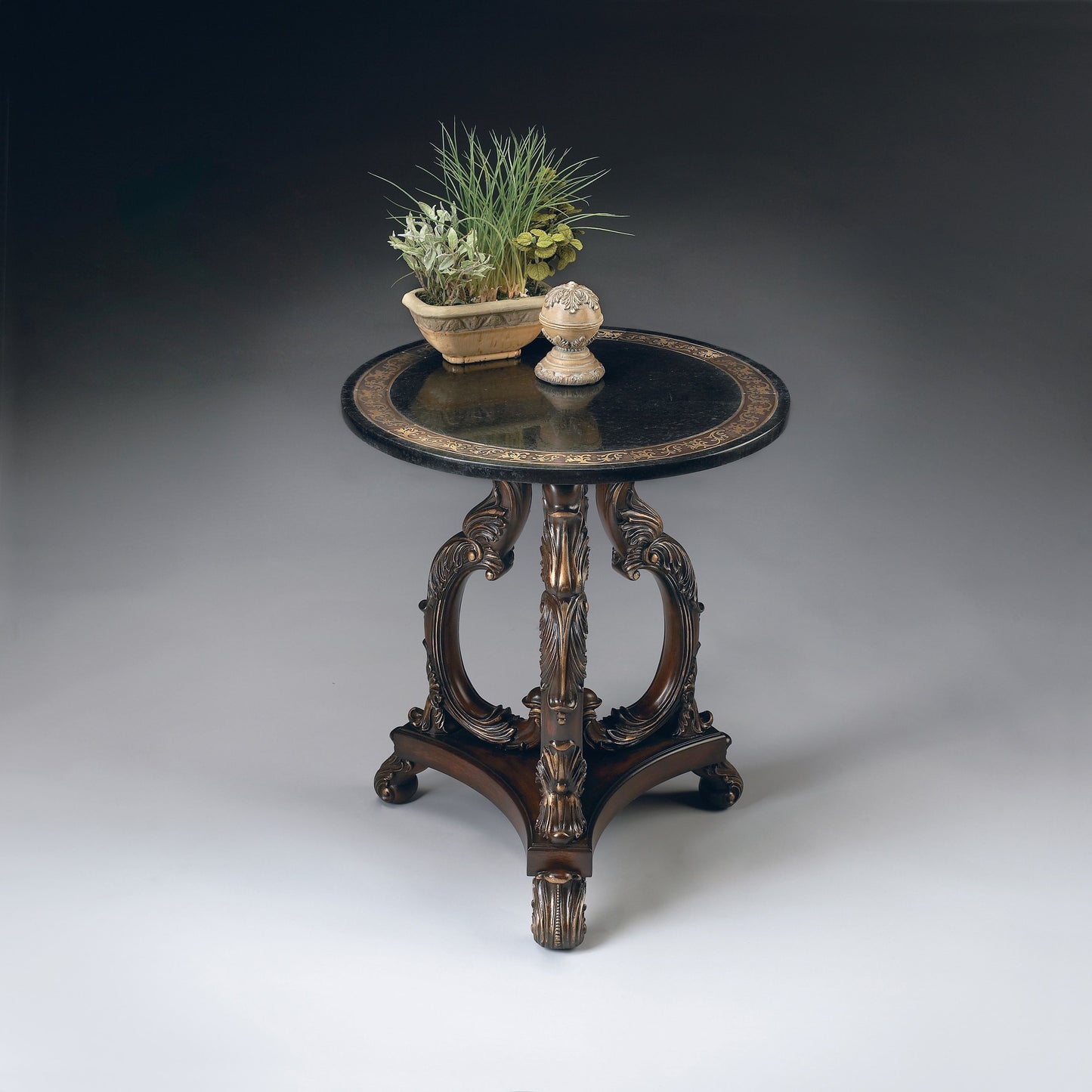 005 O-BUTLER-2347070 | Additional Silo | Bethany Accent Table by Butler Specialty Company in multi-color and heritage. Made from wood products, resin, black fossil stone, metal, brass in a traditional style.