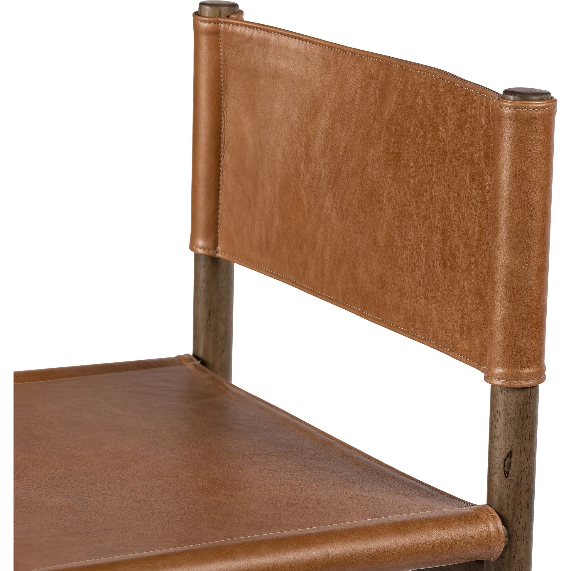 Kena Bar Stool by Four Hands. Made from solid parawood, top grain leather in a modern style.