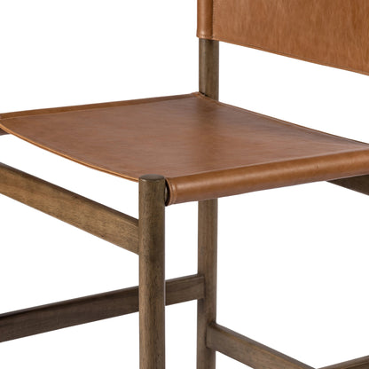 Kena Bar Stool by Four Hands. Made from solid parawood, top grain leather in a modern style.