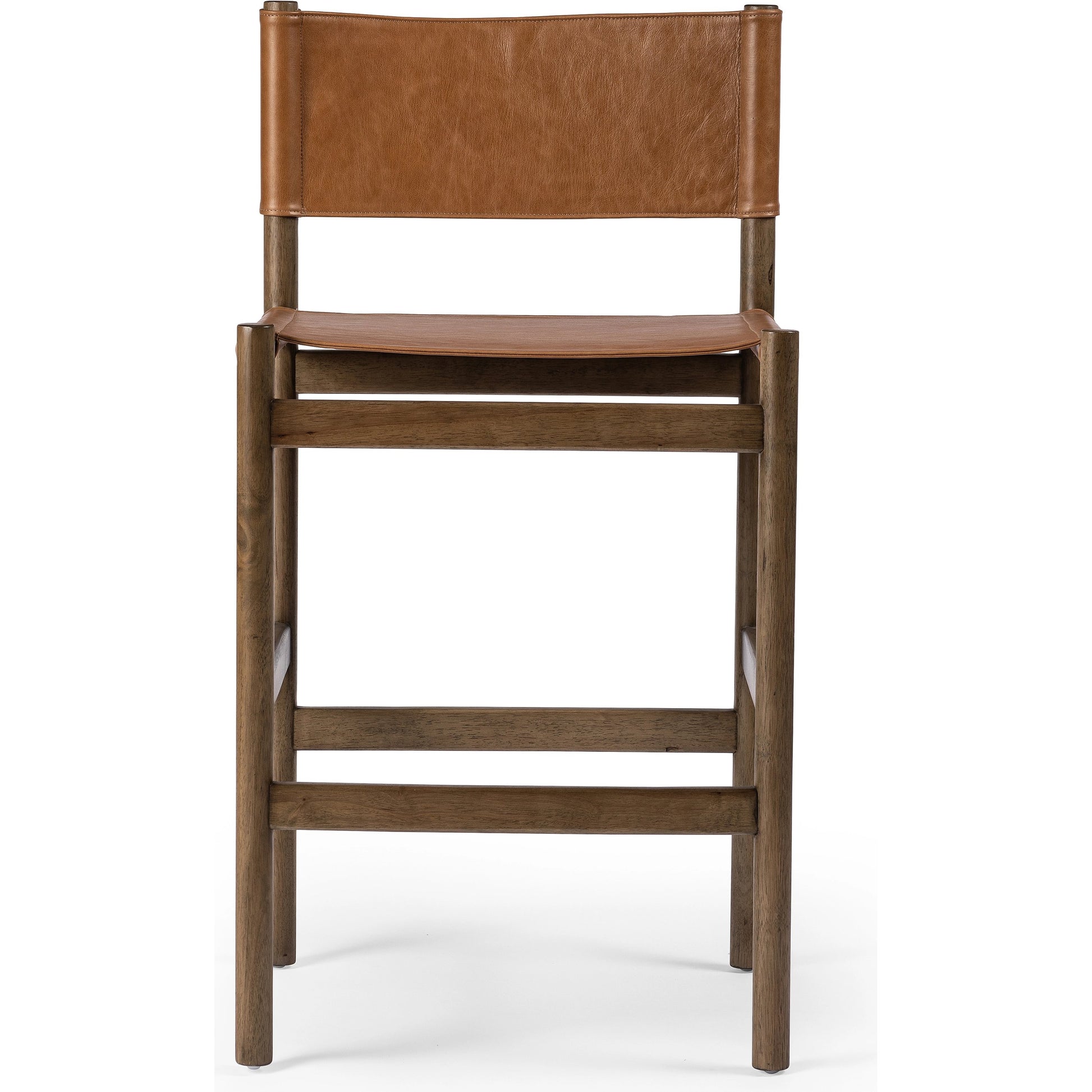 Kena Bar Stool by Four Hands. Made from solid parawood, top grain leather in a modern style.