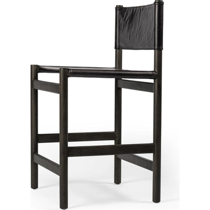 Kena Bar Stool by Four Hands. Made from solid parawood, top grain leather in a modern style.