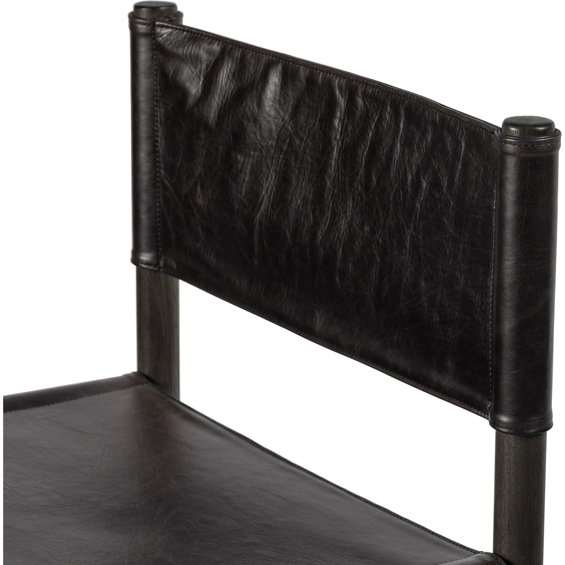 Kena Bar Stool by Four Hands. Made from solid parawood, top grain leather in a modern style.