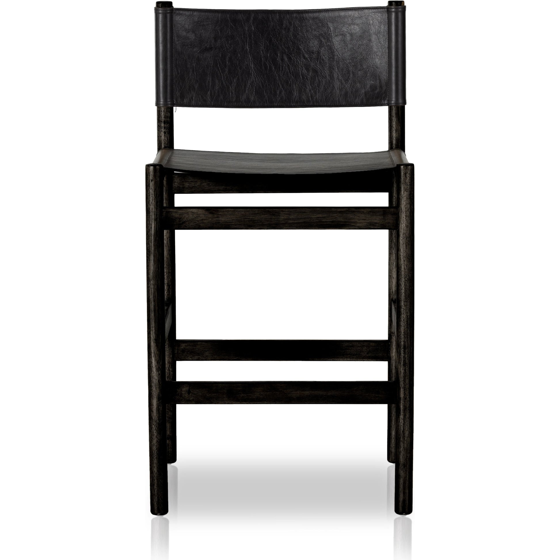 Kena Bar Stool by Four Hands. Made from solid parawood, top grain leather in a modern style.