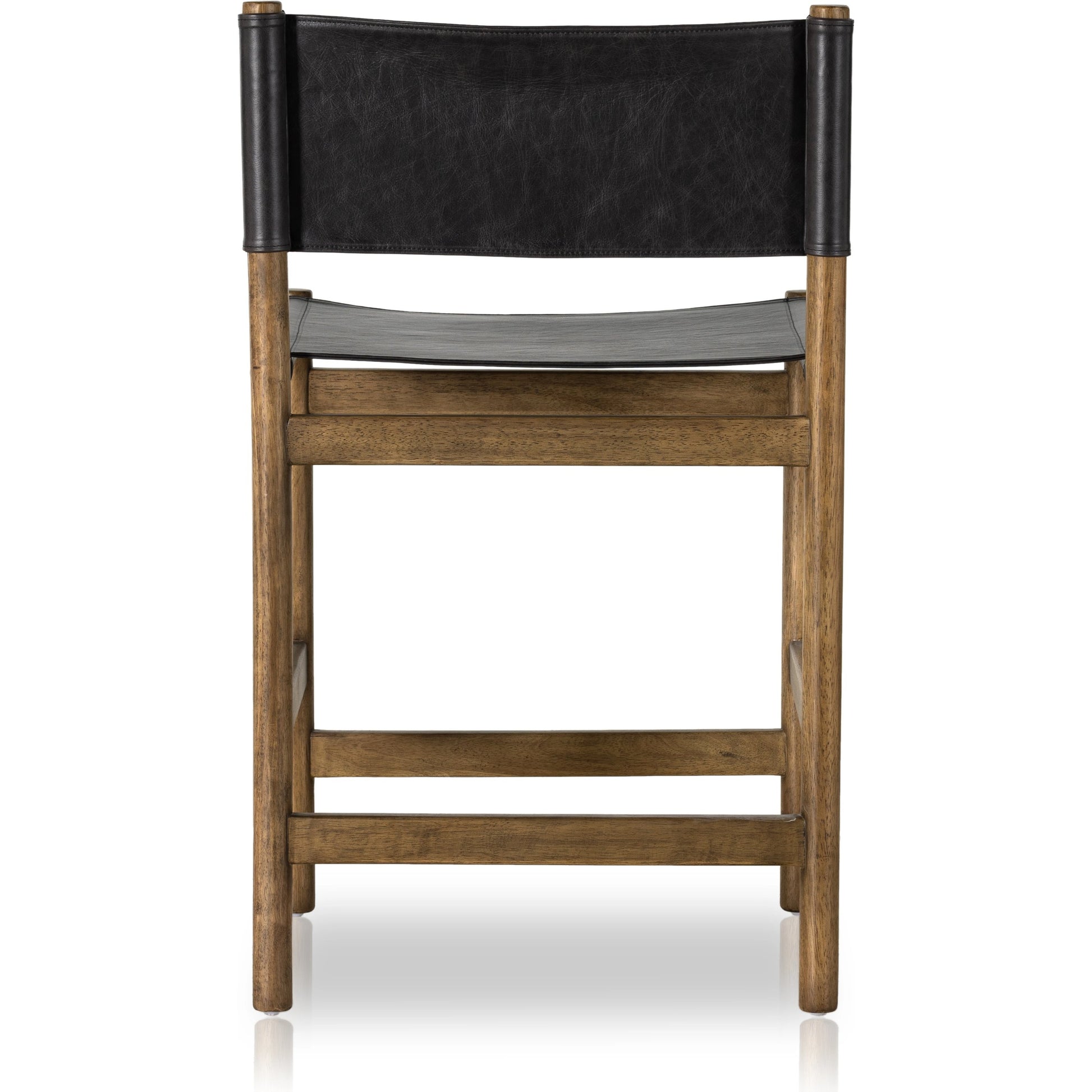 Kena Bar Stool by Four Hands. Made from solid parawood, top grain leather in a modern style.