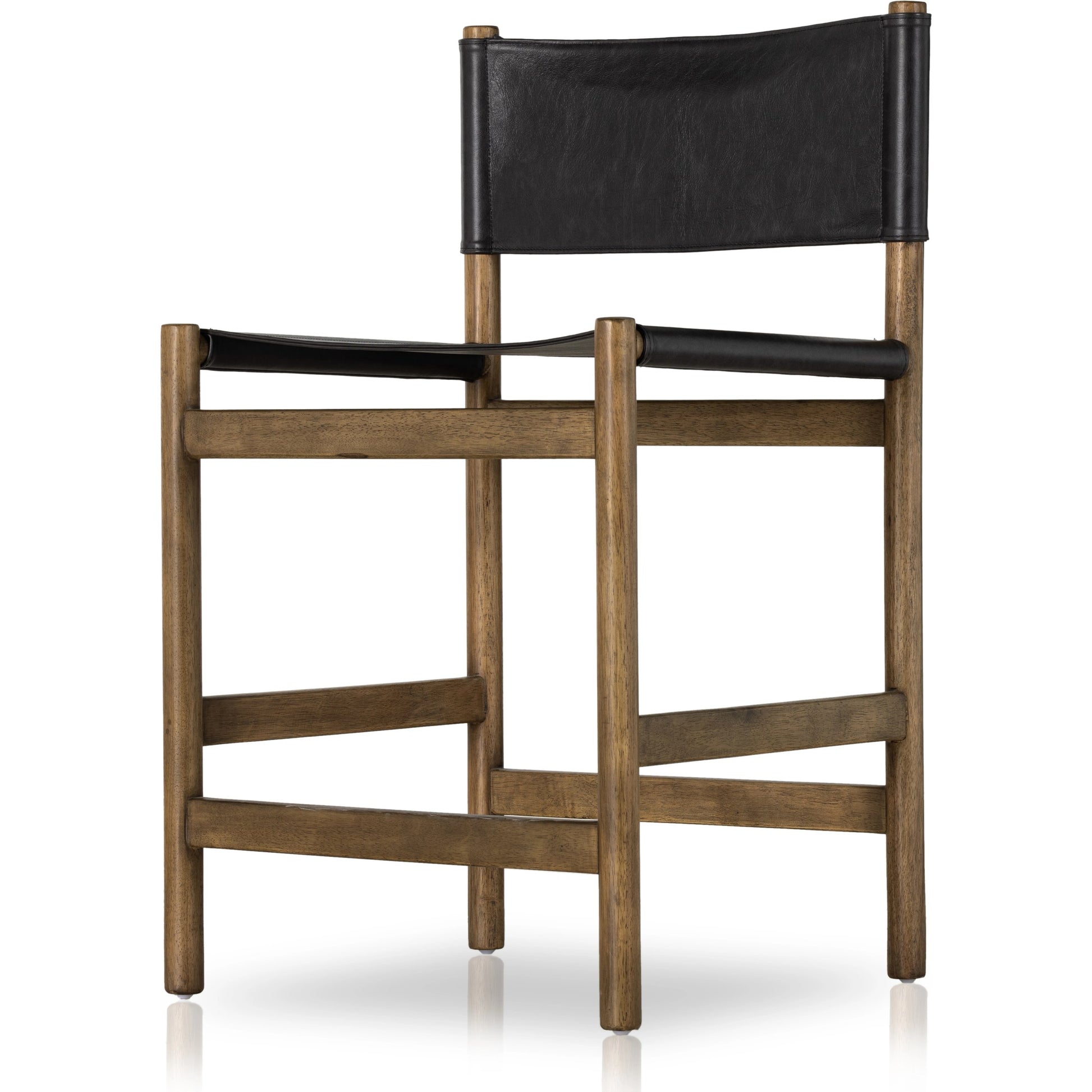 Kena Bar Stool by Four Hands. Made from solid parawood, top grain leather in a modern style.