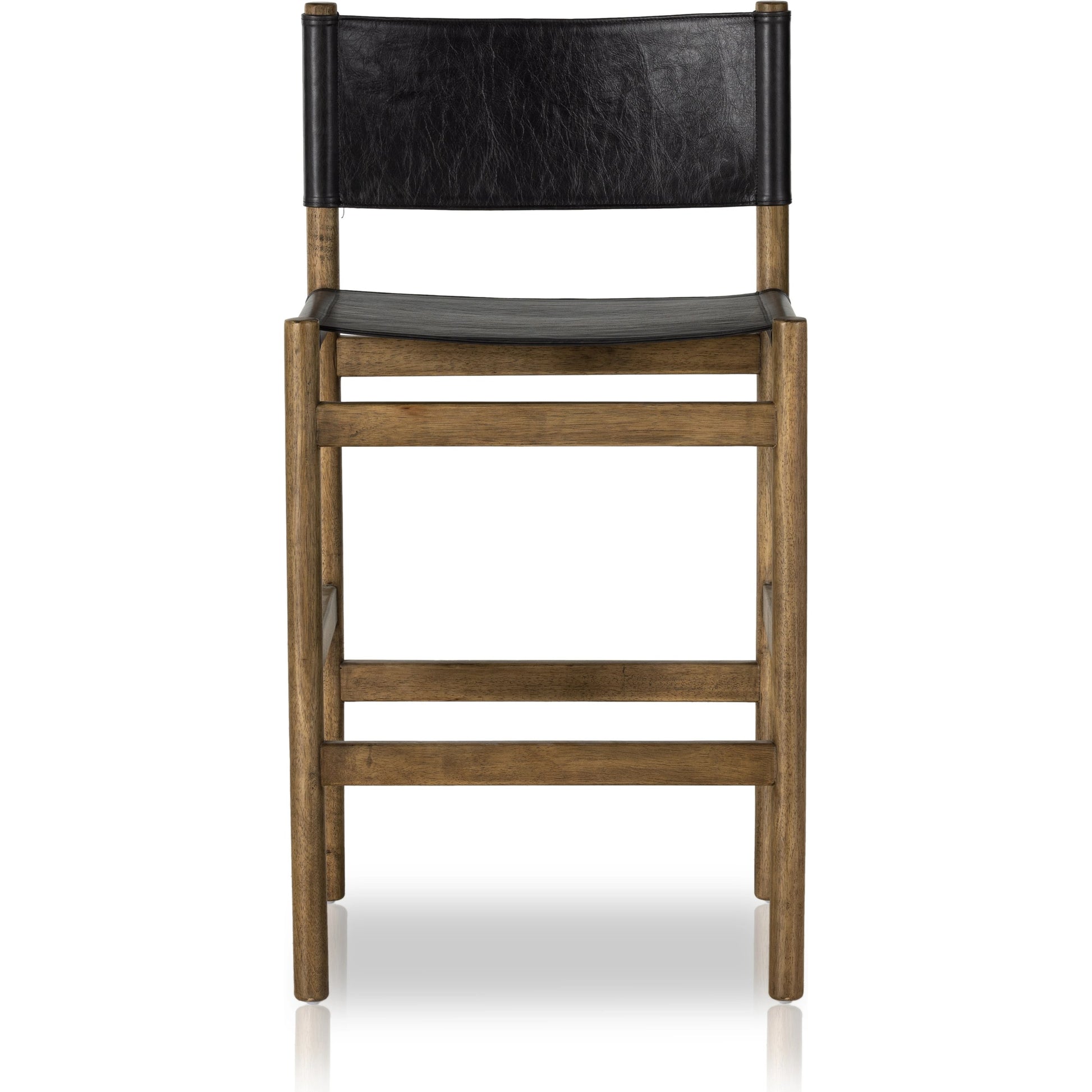 Kena Counter Stool by Four Hands. Made from solid parawood, top grain leather in a modern style.