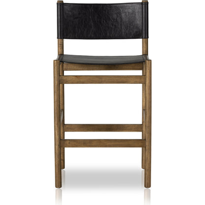 Kena Counter Stool by Four Hands. Made from solid parawood, top grain leather in a modern style.