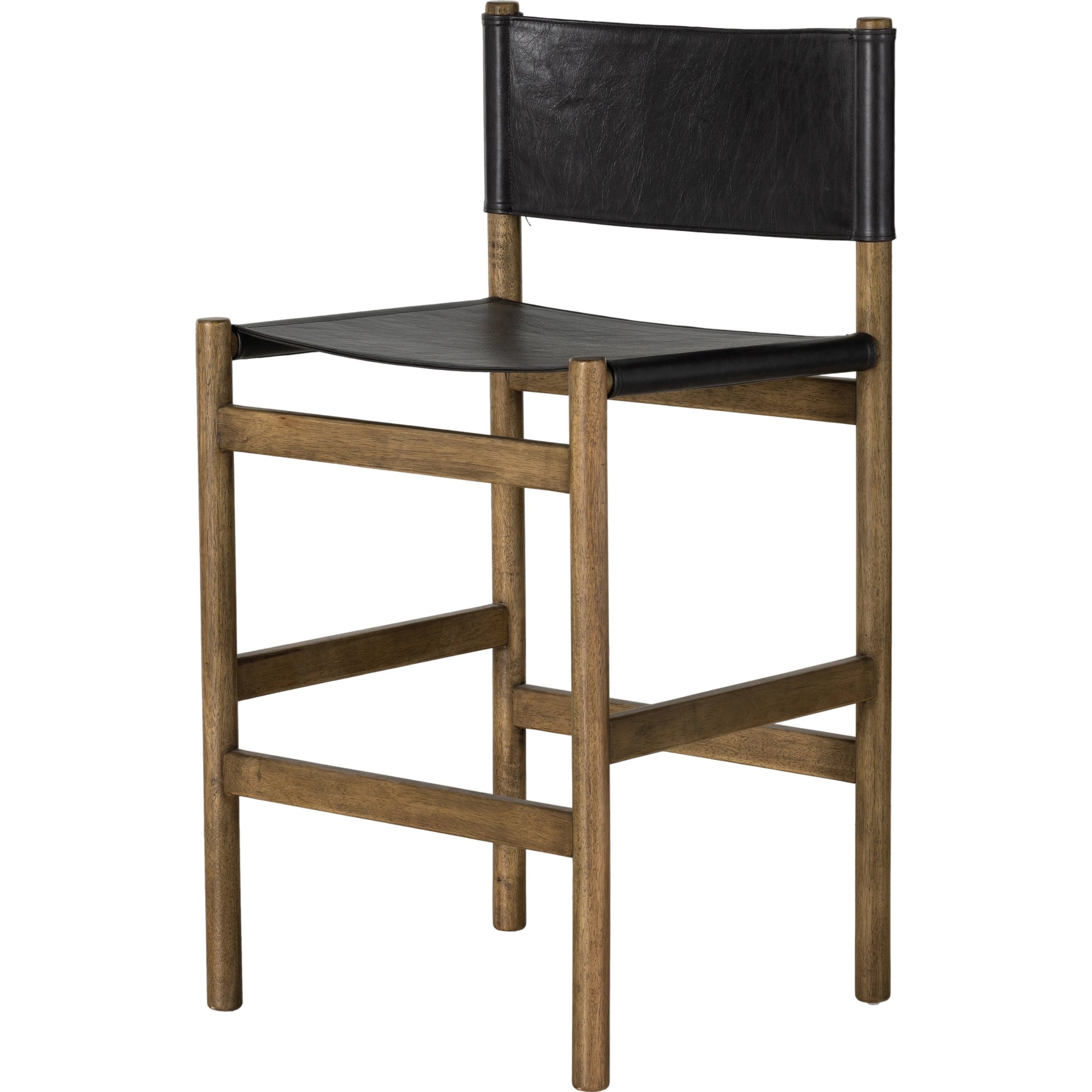 Kena Counter Stool by Four Hands. Made from solid parawood, top grain leather in a modern style.