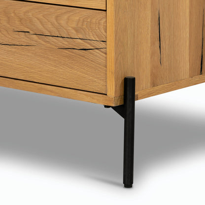 Eaton Large Nightstand by Four Hands. Made from thick oak veneer, iron in a modern style.