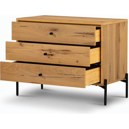 Eaton Large Nightstand by Four Hands. Made from thick oak veneer, iron in a modern style.