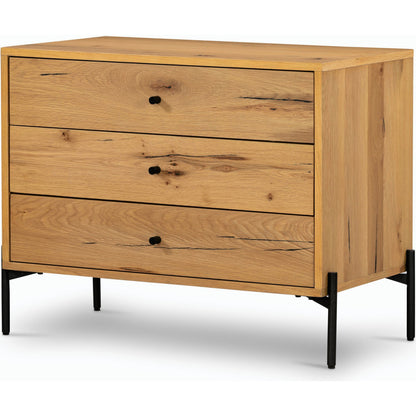 Eaton Large Nightstand by Four Hands. Made from thick oak veneer, iron in a modern style.