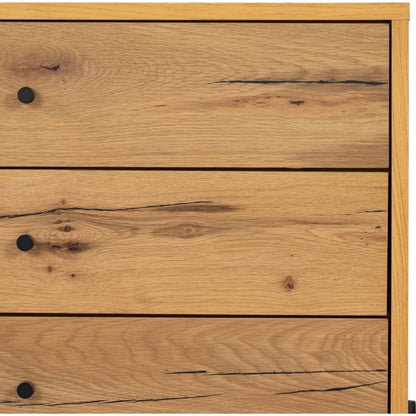 Eaton Large Nightstand by Four Hands. Made from thick oak veneer, iron in a modern style.