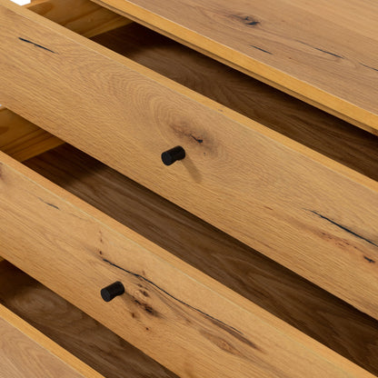 Eaton Large Nightstand by Four Hands. Made from thick oak veneer, iron in a modern style.