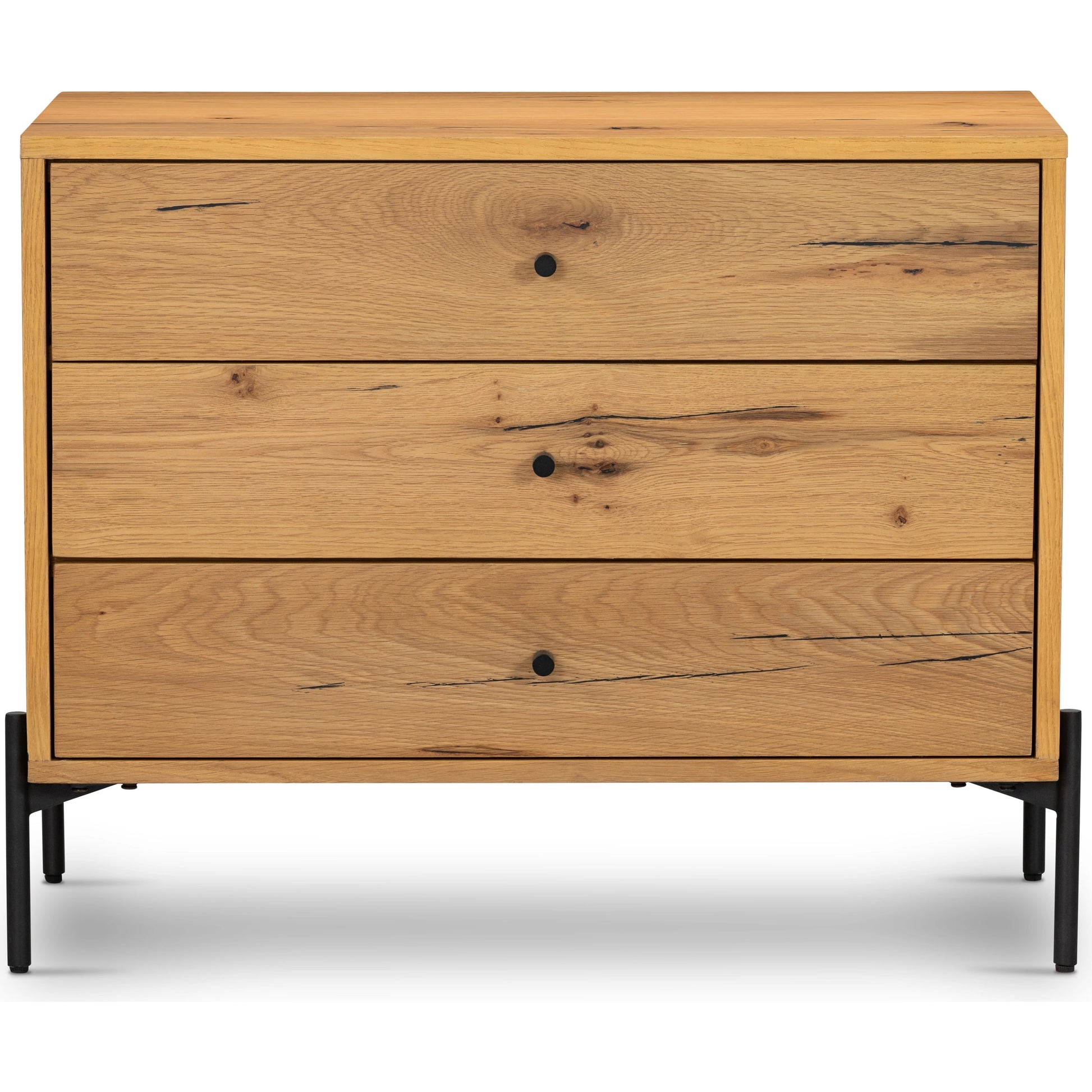 Eaton Large Nightstand by Four Hands. Made from thick oak veneer, iron in a modern style.
