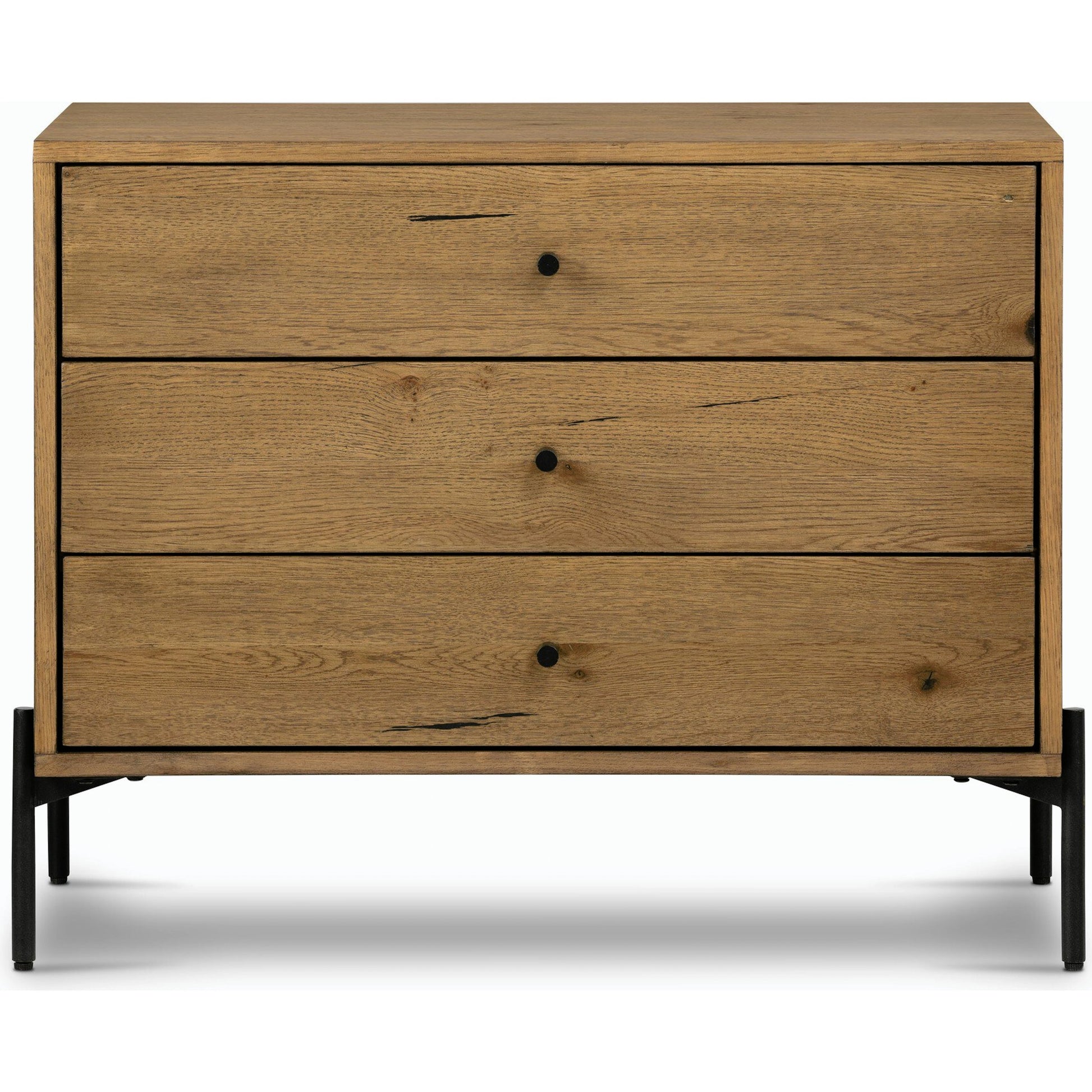 Eaton Large Nightstand by Four Hands. Made from thick oak veneer, iron in a modern style.
