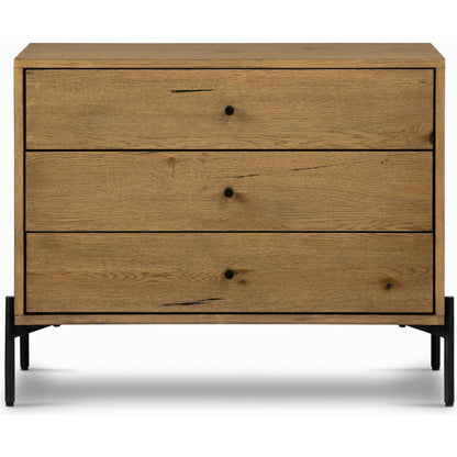 Eaton Large Nightstand by Four Hands. Made from thick oak veneer, iron in a modern style.
