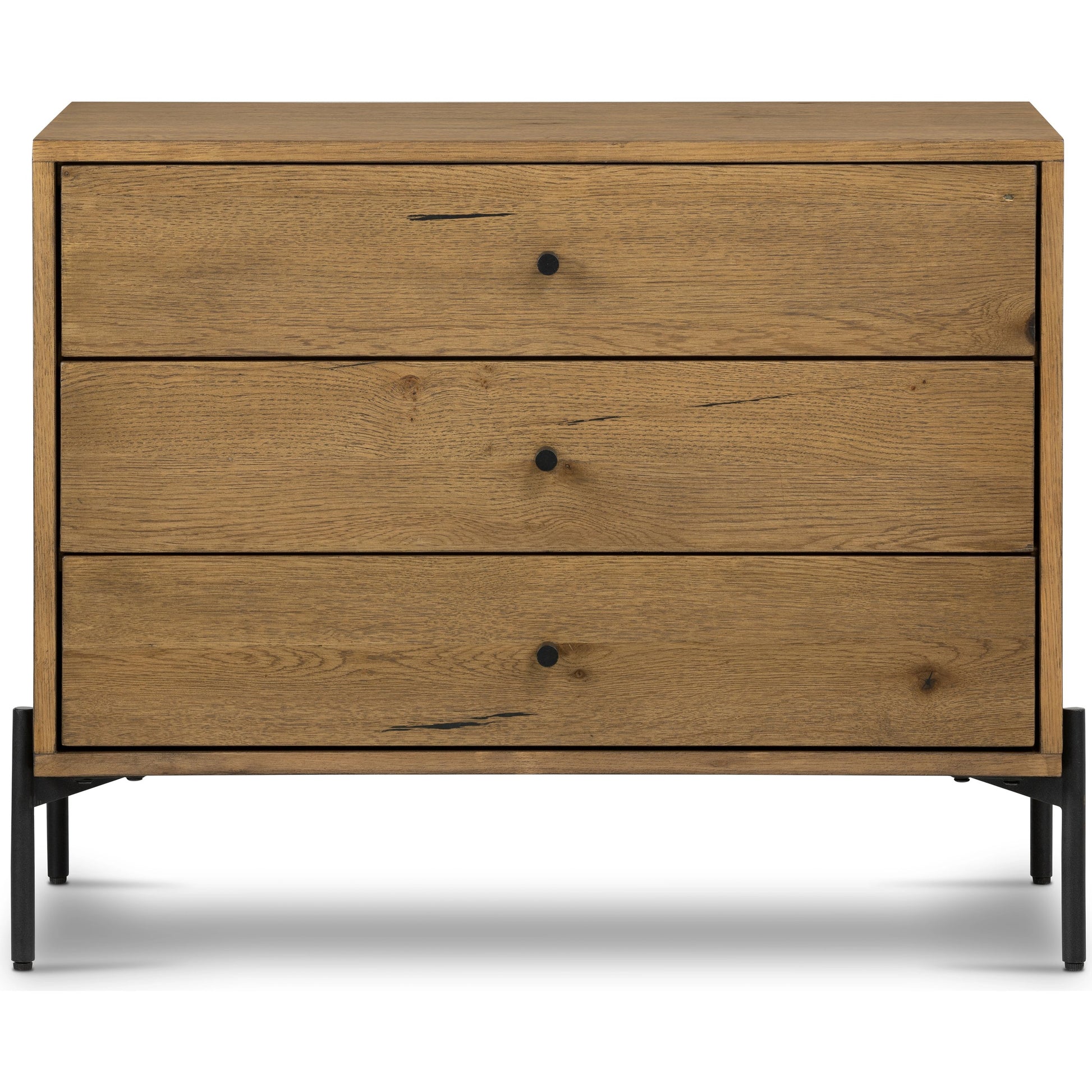 Eaton Large Nightstand by Four Hands. Made from thick oak veneer, iron in a modern style.