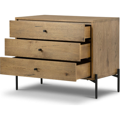 Eaton Large Nightstand by Four Hands. Made from thick oak veneer, iron in a modern style.