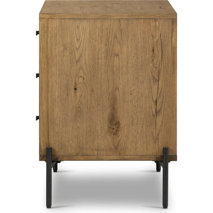 Eaton Large Nightstand by Four Hands. Made from thick oak veneer, iron in a modern style.