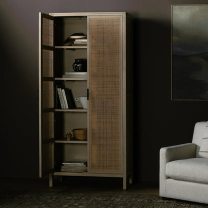 Caprice Tall Cabinet by Four Hands. Made from cane, solid mango in a modern style.