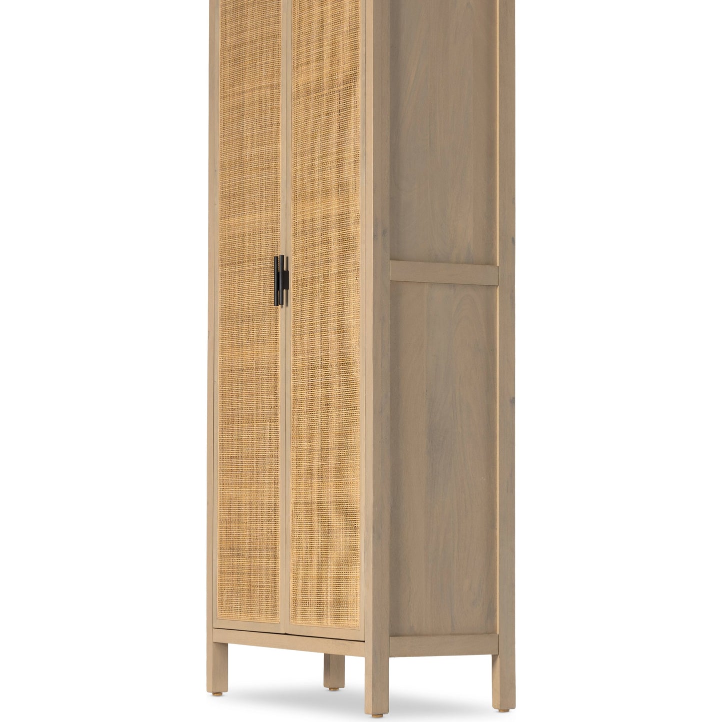 015 SI-1980283 | Closeup | Caprice Tall Cabinet by Four Hands in natural mango. Made from cane, solid mango in a modern style.