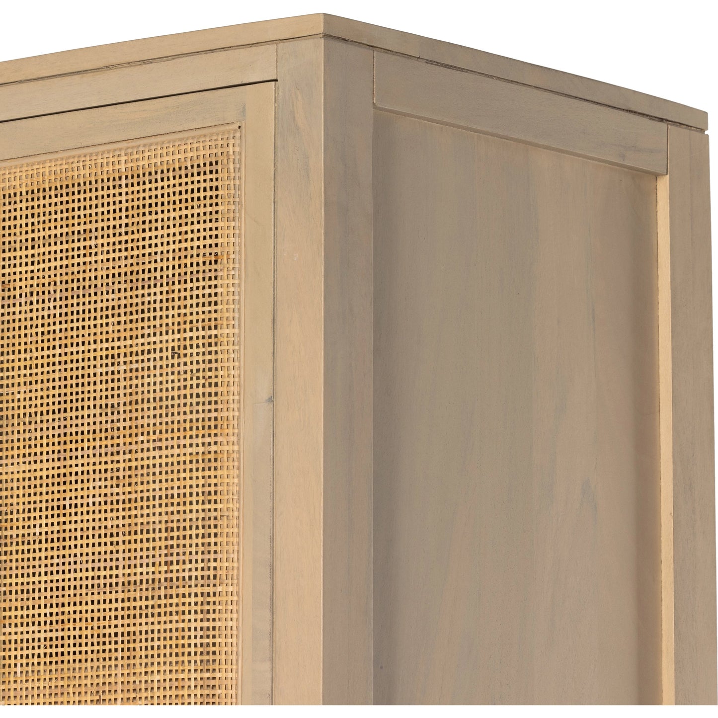 024 SI-1980283 | Closeup | Caprice Tall Cabinet by Four Hands in natural mango. Made from cane, solid mango in a modern style.