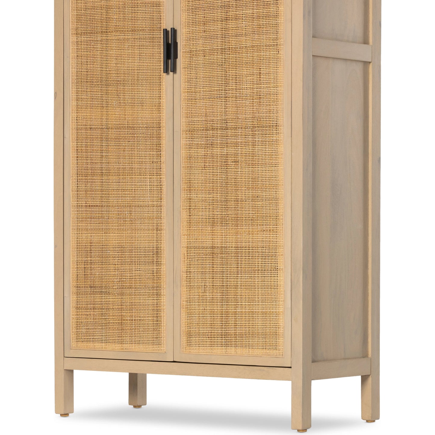 026 SI-1980283 | Closeup | Caprice Tall Cabinet by Four Hands in natural mango. Made from cane, solid mango in a modern style.
