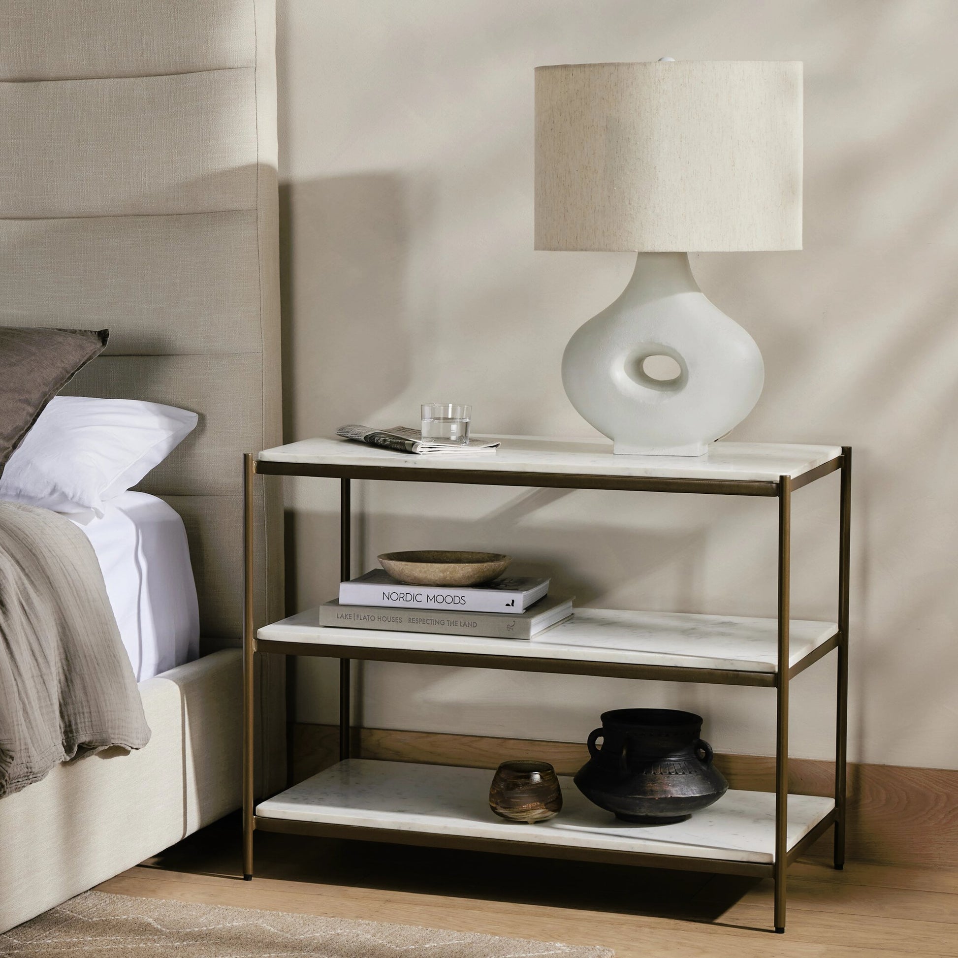 Felix Large Nightstand by Four Hands. Made from iron, solid marble in a modern style.