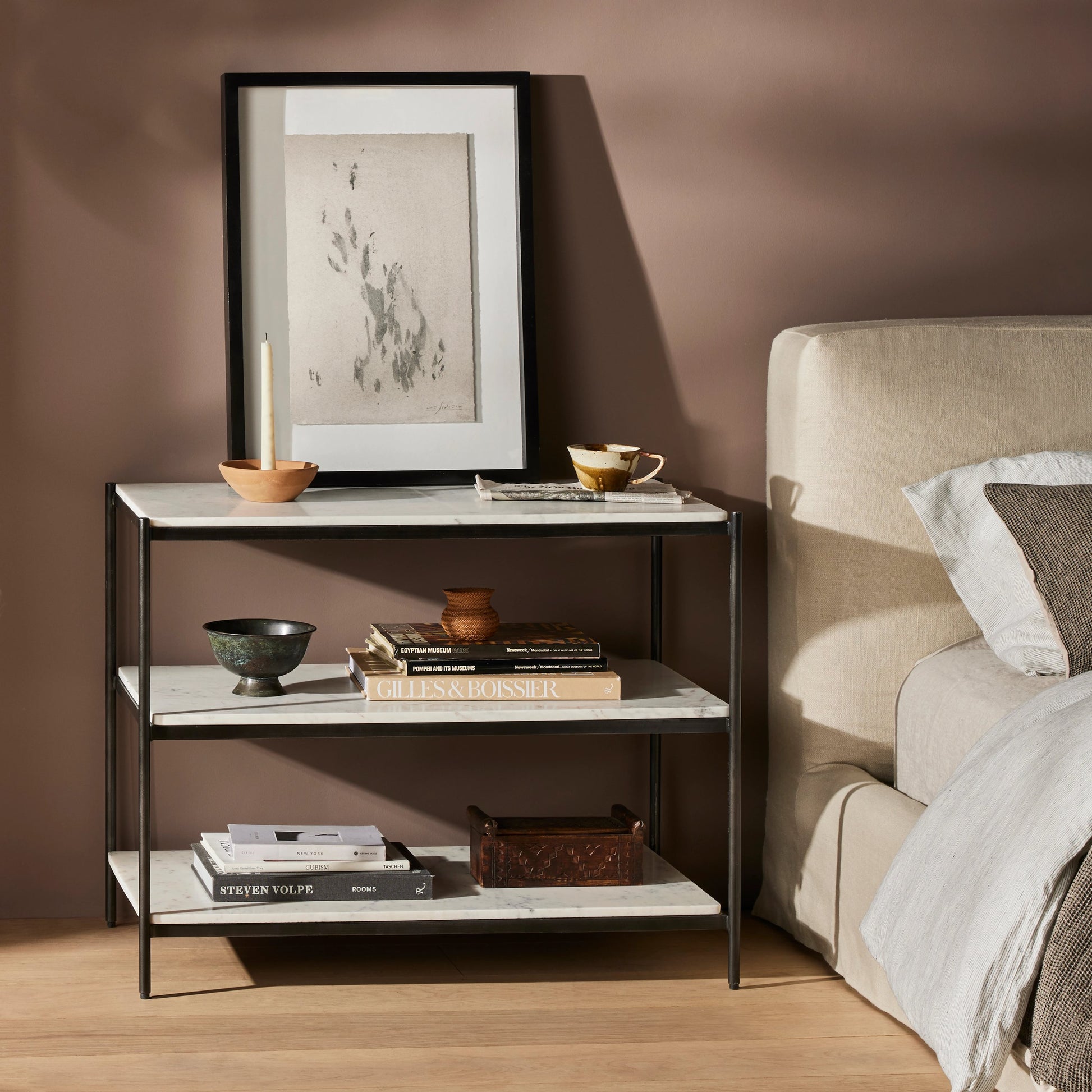 Felix Large Nightstand by Four Hands. Made from iron, solid marble in a modern style.