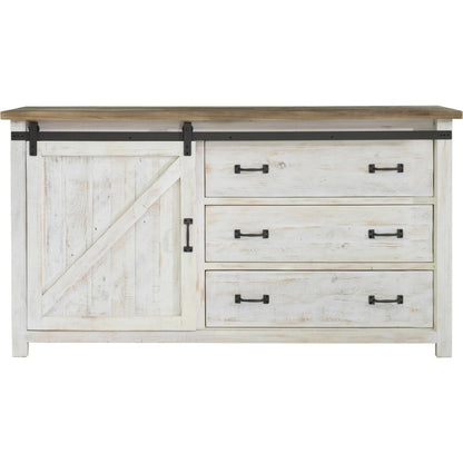 Provence Dresser with 1 Door by LH Imports in white, brown. Made from reclaimed pine in a cottage & farmhouse style.