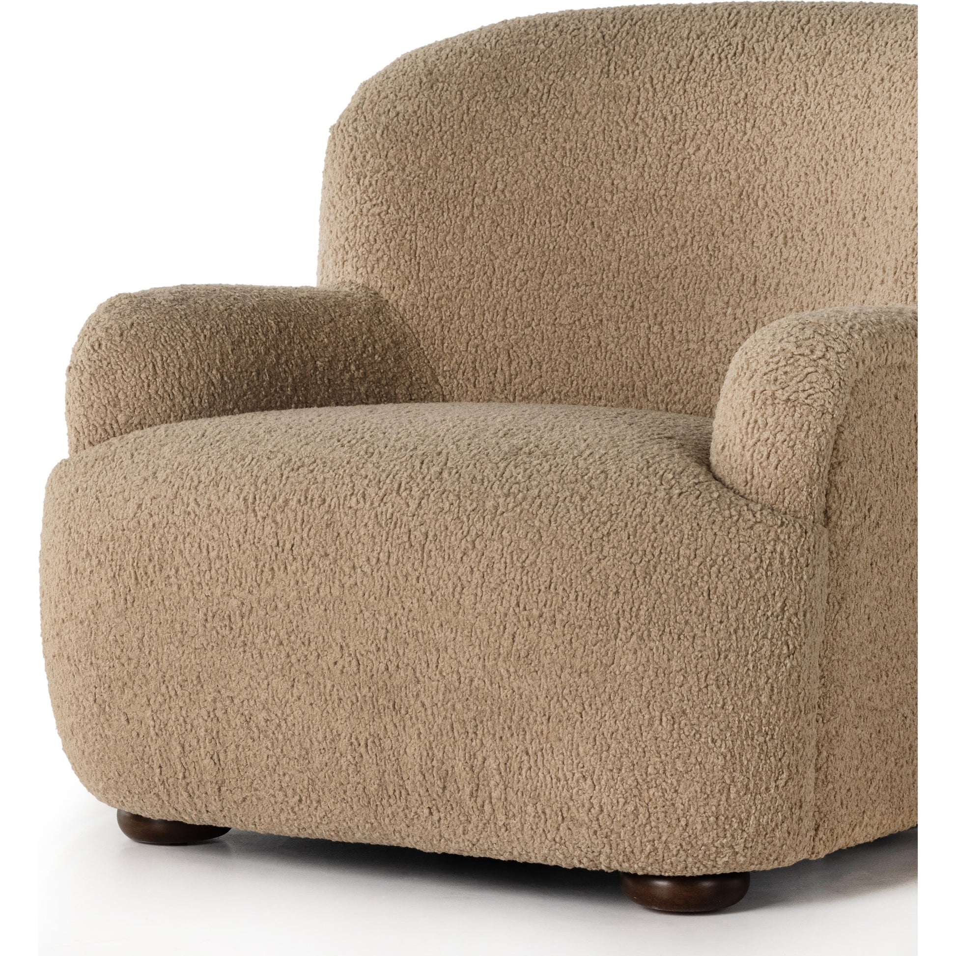 Kadon Chair by Four Hands in sheepskin camel, almond. Made from 100% polyester, solid parawood, 100% polypropylene in a transitional style.