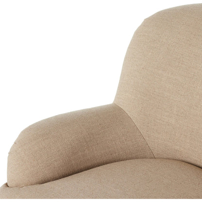 Kadon Chair by Four Hands in sheepskin camel, almond. Made from 100% polyester, solid parawood, 100% polypropylene in a transitional style.