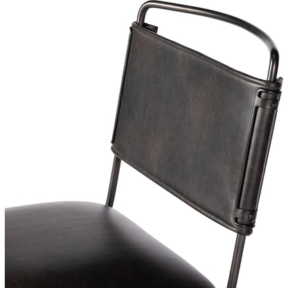 Wharton Desk Chair by Four Hands in distressed brown. Made from faux leather, iron in a modern style.