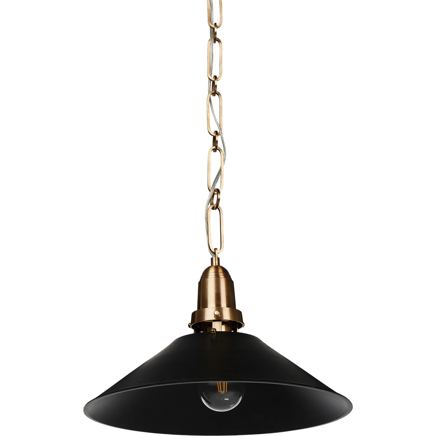 022 SI-2092945 | Primary Silo | Nicholls Tapered Pendant by Four Hands in black aluminum enamel, cast brushed brass. Made from aluminum, brass, thermoplastic in a modern style.